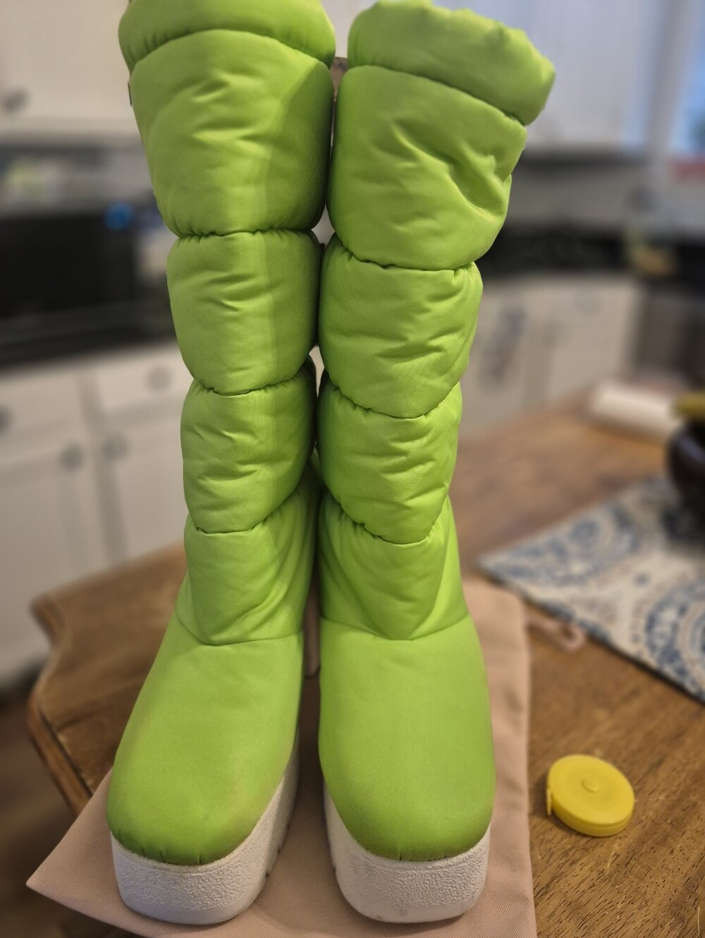 Jeffrey Campbell Neon Green Puffer Platform Womens' Boots